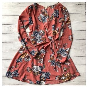 Floral Wrap Dress with sleeve detail